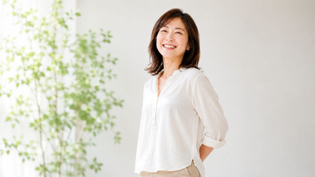 笑顔で明るい表情の女性のイメージ